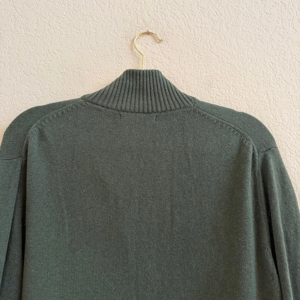 Banana Republic Mens Forest Green Cotton Wool Blend Mock Neck Button‎ Sweater L